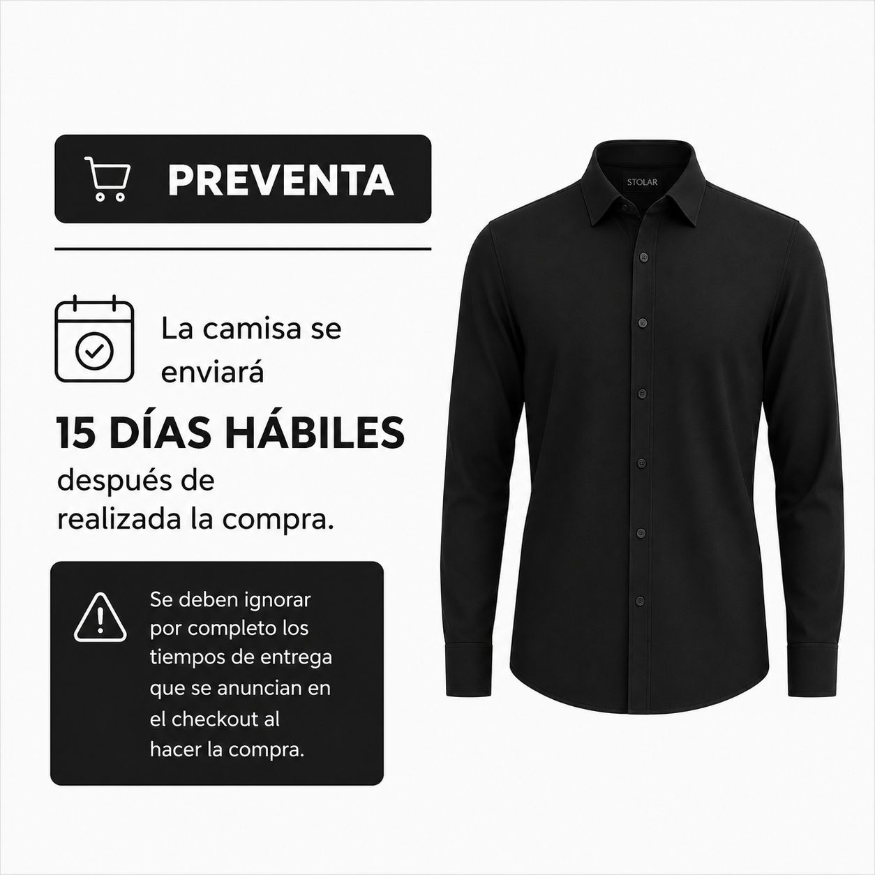 Camisa Stolar Negra - Preventa